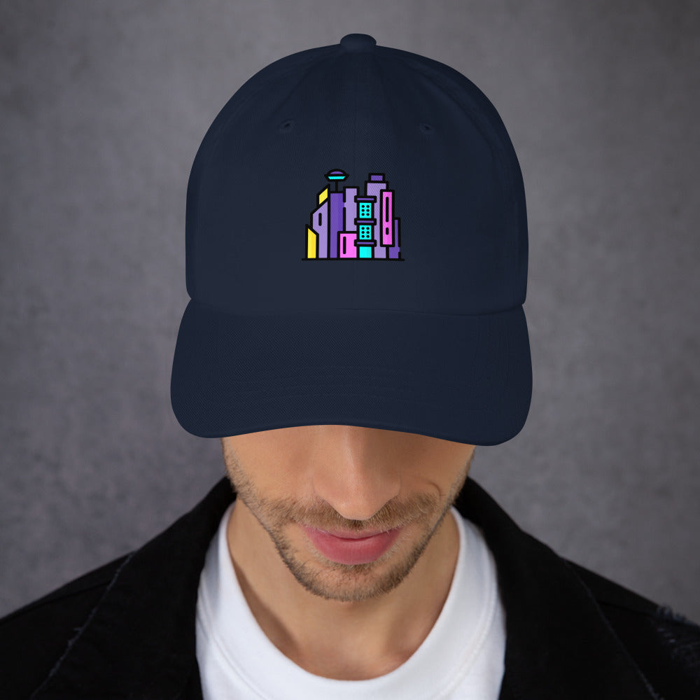 Cyber City - Neon City Dreams - Cap - Baseball Cap - Navy - Front