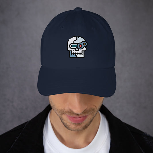 Cyber Robot - Minimalist Cyber Design - Cap - Baseball Cap - Navy - Front