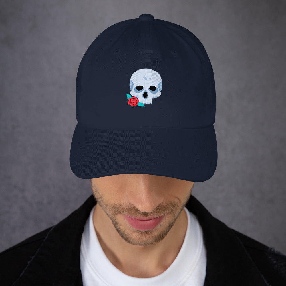 Skull & Flora - Modern Gothic Vibe - Cap - Baseball Cap - Navy - Front