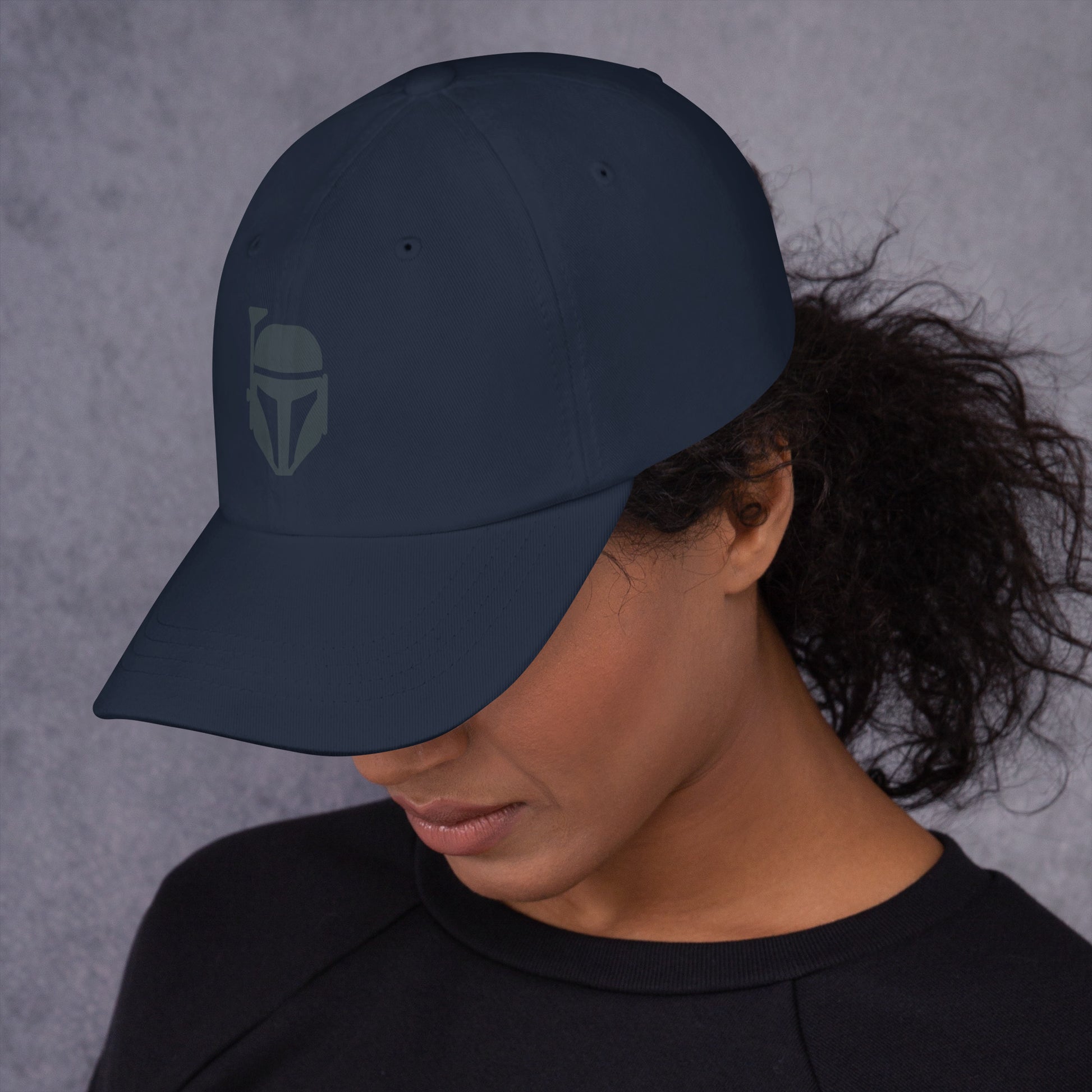 Bounty Hunter - Minimalist Mandalorian Icon - Cap - Baseball Cap - Navy - Left side