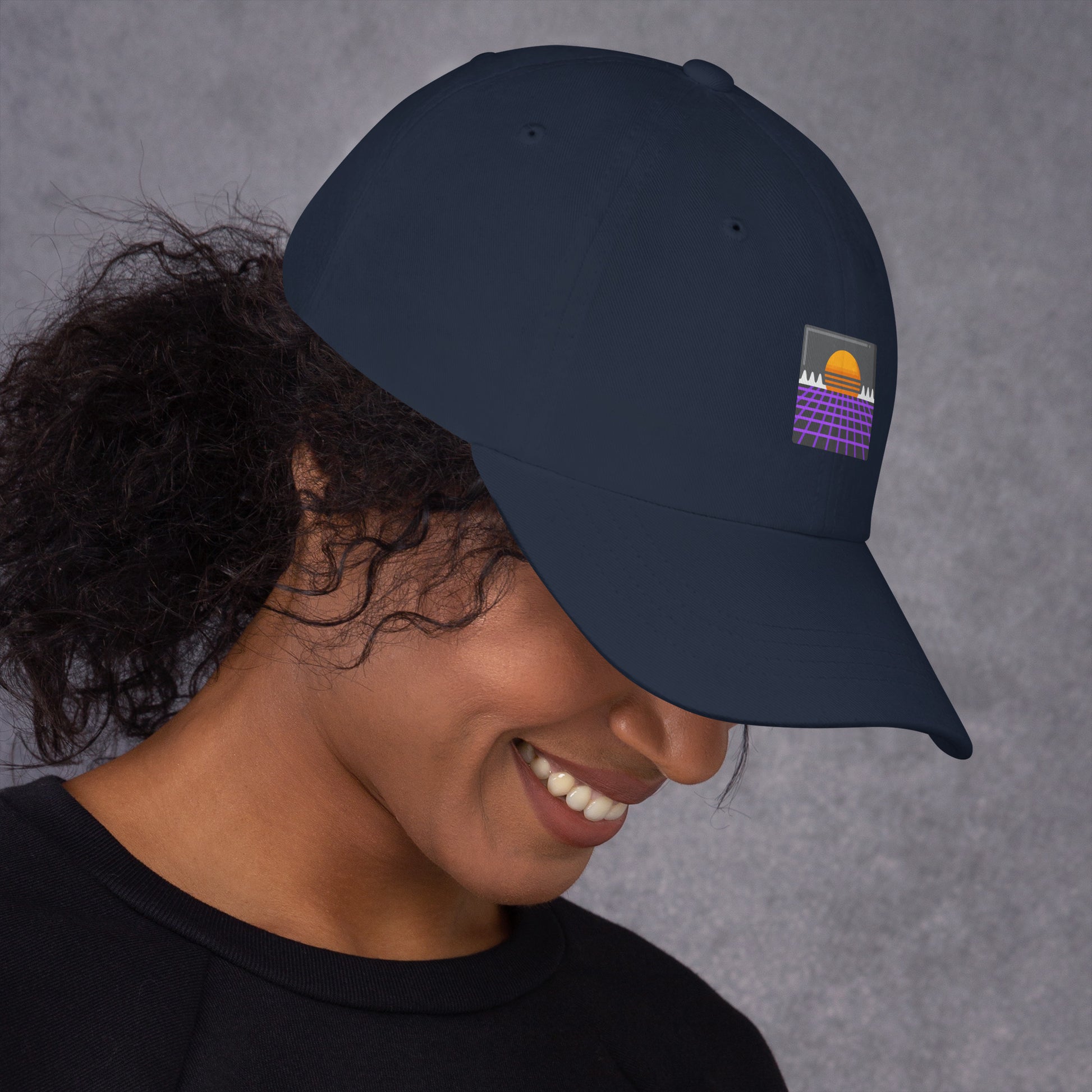 Retro Wave City - Digital Dreamscape - Cap - Baseball Cap - Navy - Right side