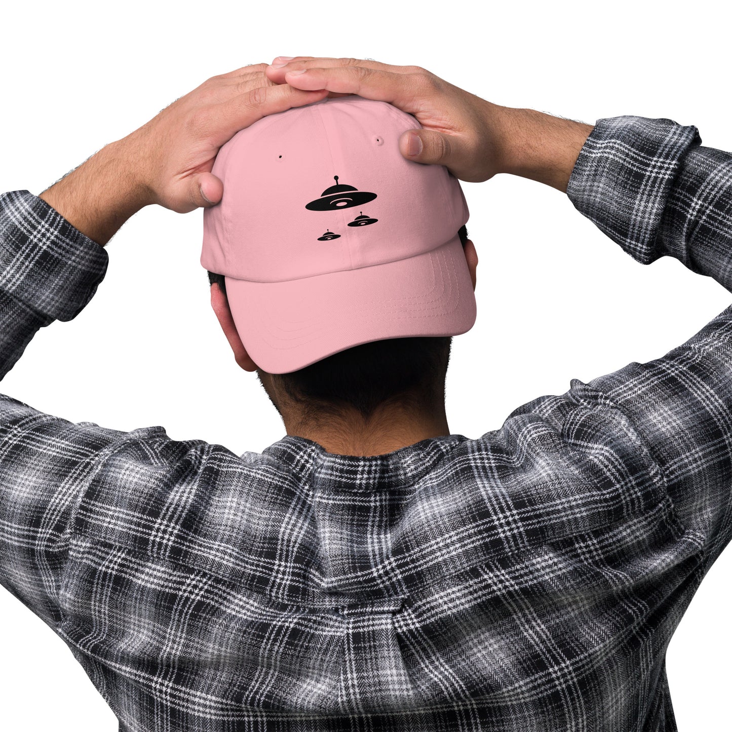 Flying Saucer - Retro UFO Formation - Cap - Baseball Cap - Pink - Front