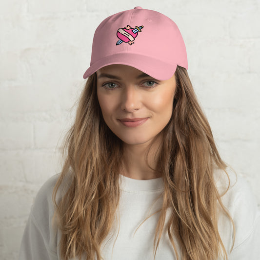 Heart 1 - Tattoo Inspired Art - Cap - Baseball Cap - Pink - Front