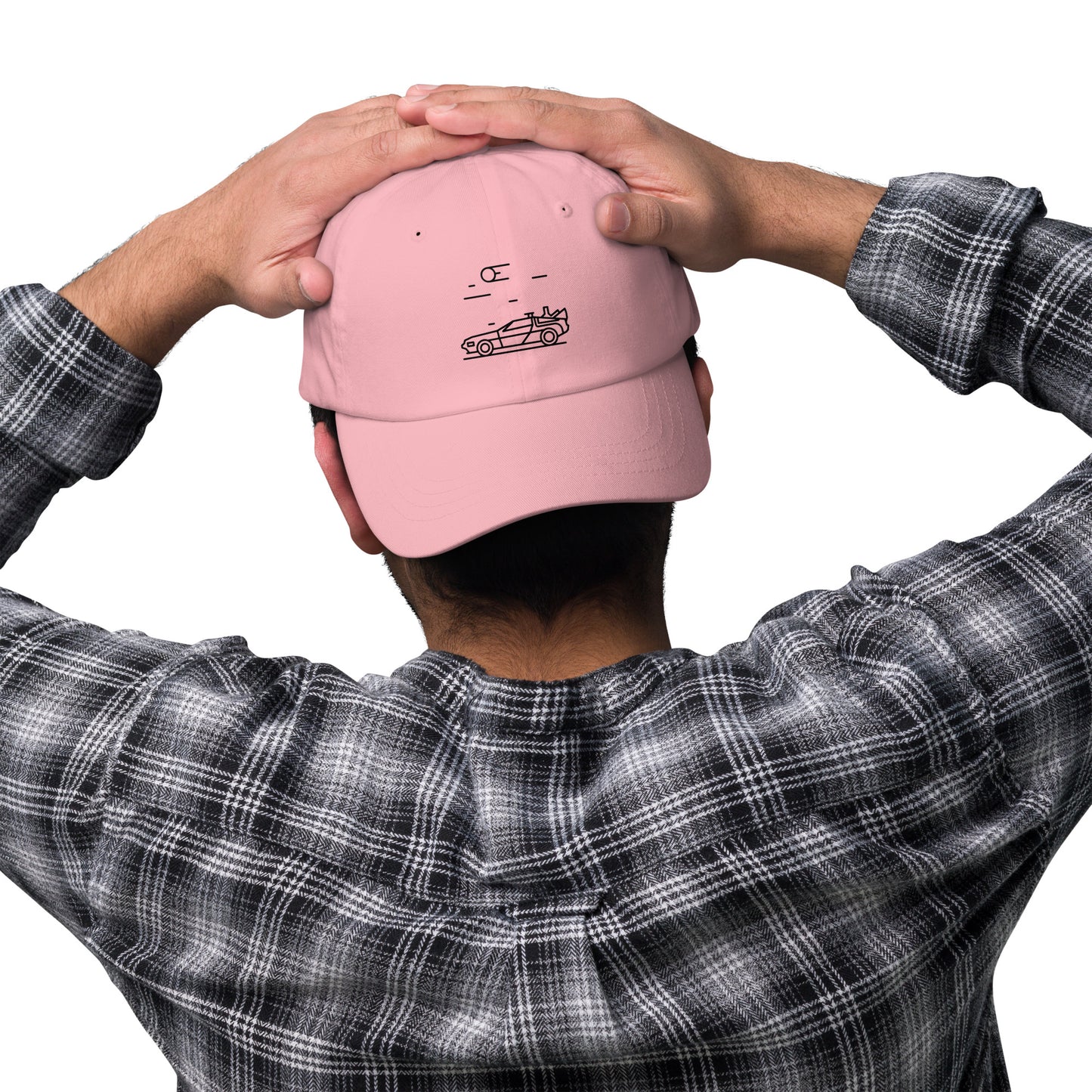 Deelorean 88mph - Time-Traveling Car Design - Cap - Baseball Cap - Pink - Front