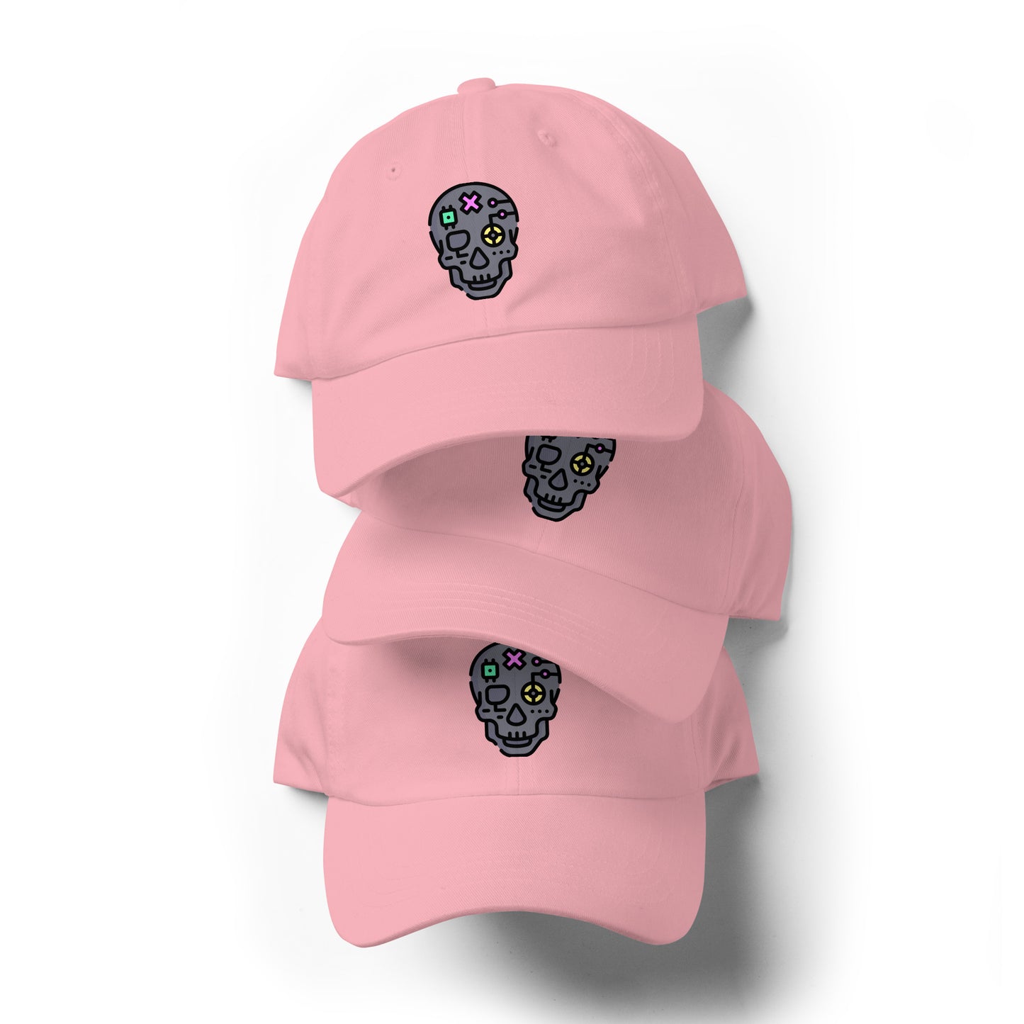 Cartoon Skull - Future Shock Style - Cap - Baseball Cap - Pink - Front