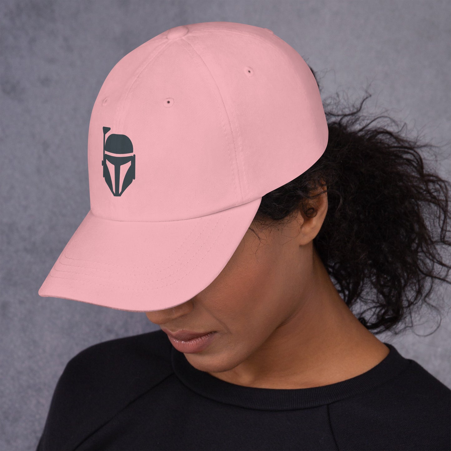 Bounty Hunter - Minimalist Mandalorian Icon - Cap - Baseball Cap - Pink - Left side