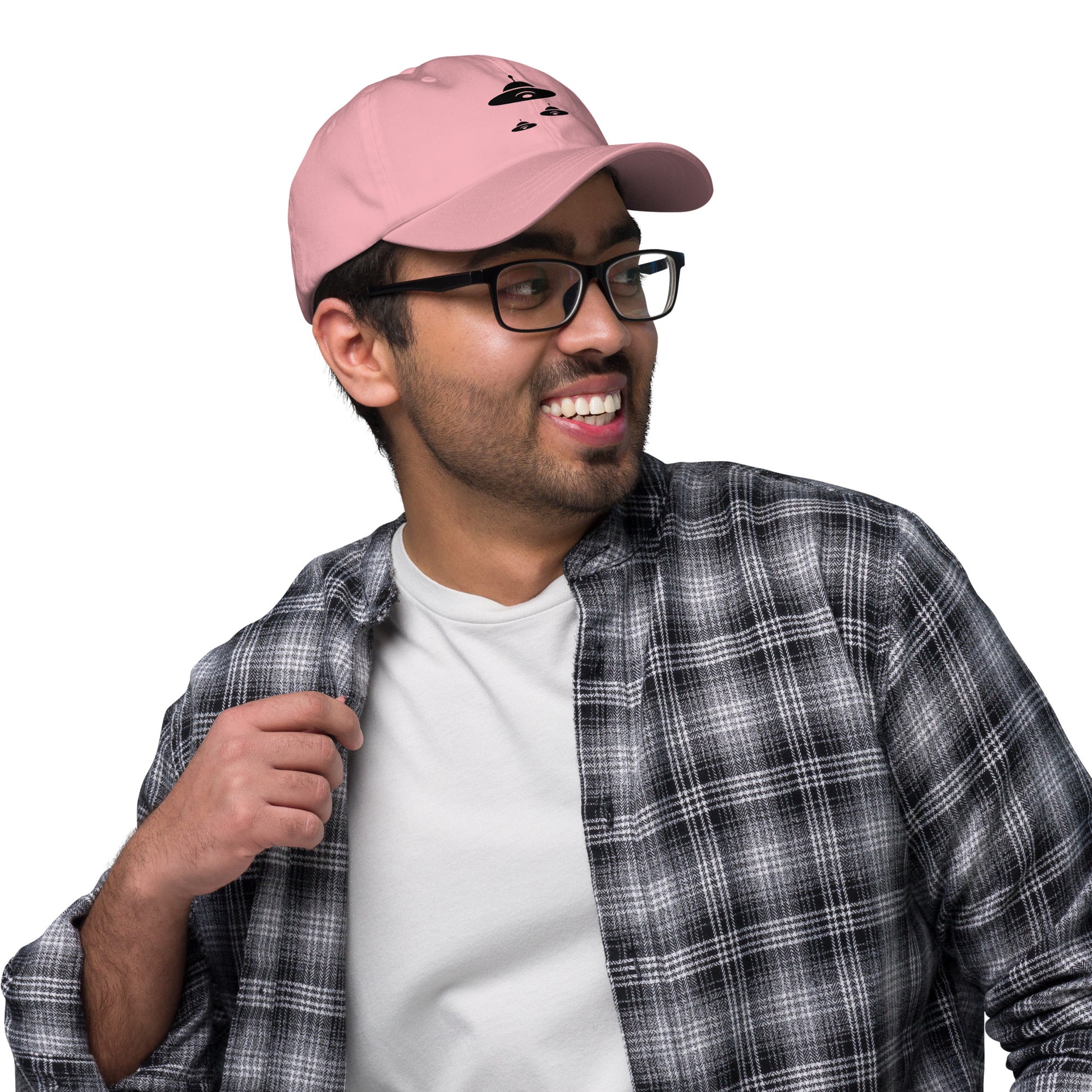 Flying Saucer - Retro UFO Formation - Cap - Baseball Cap - Pink - Right side