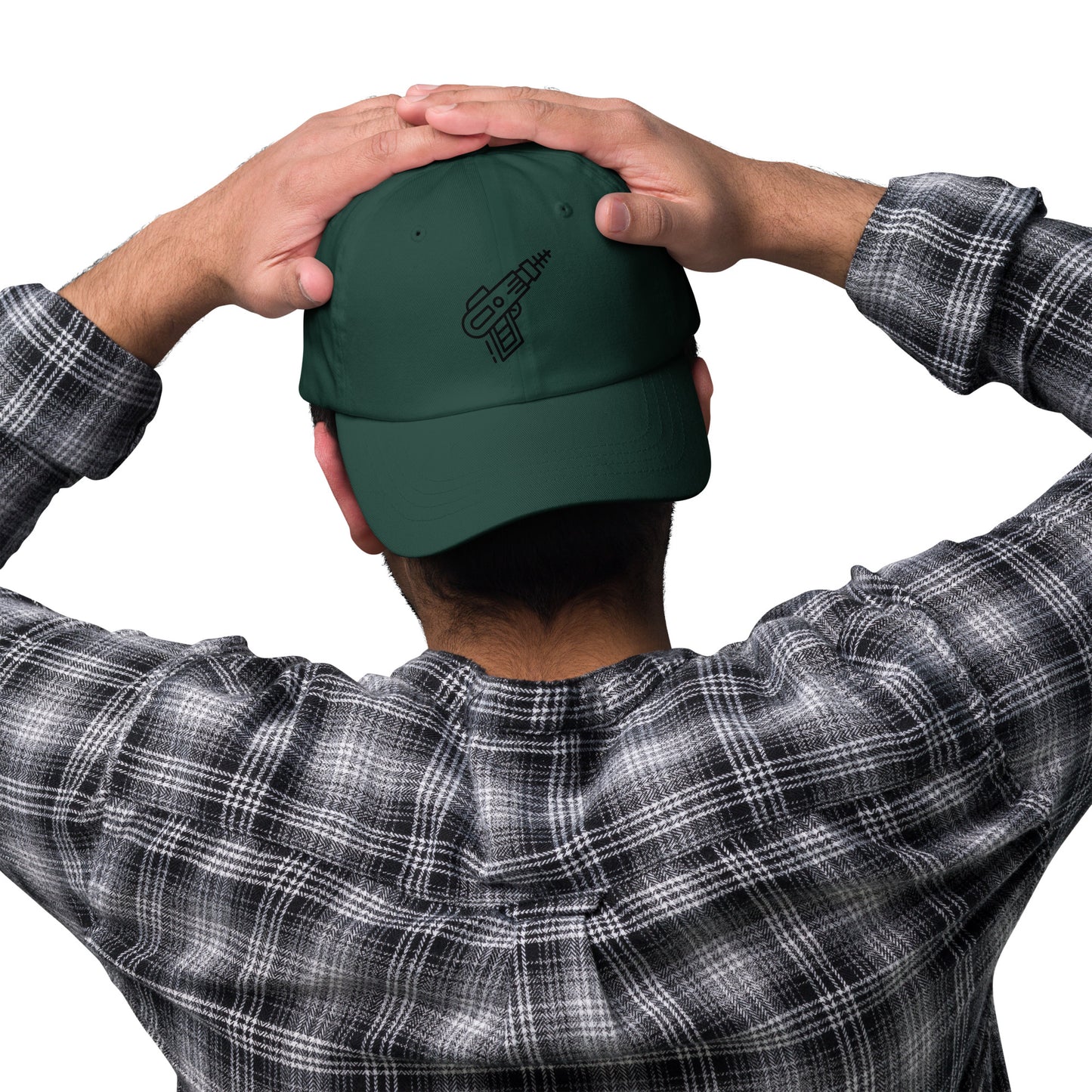 Retro Ray Pistol - Minimalist Sci-Fi Style - Cap - Baseball Cap - Spruce - Front