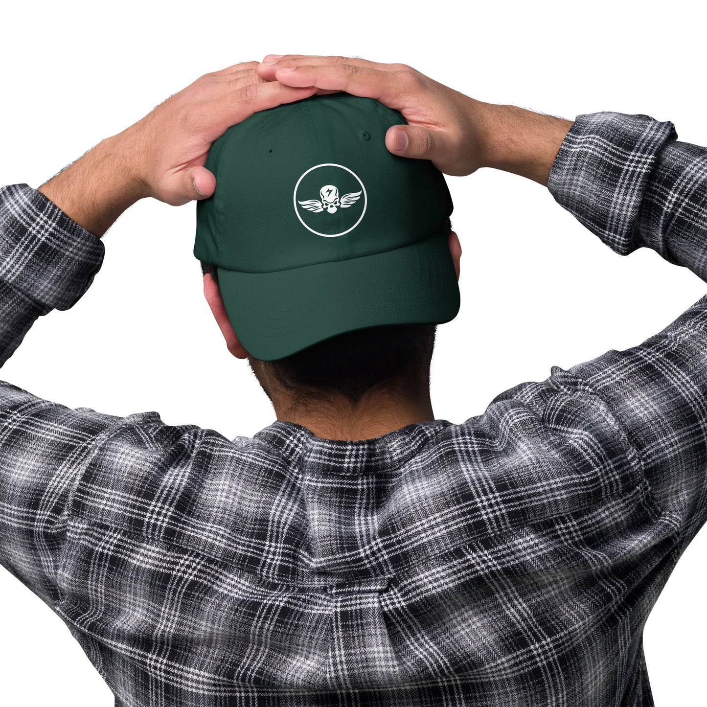 Winged Skull - Minimal Alien Skull - Cap - Baseball Cap - Spruce - Front