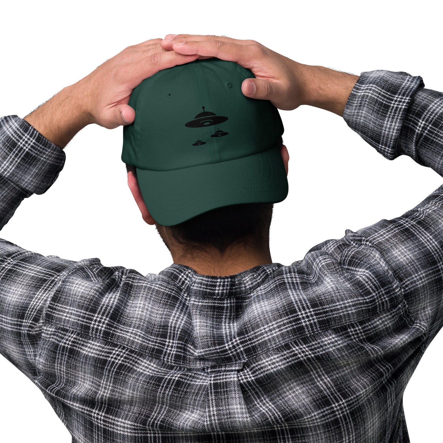 Flying Saucer - Retro UFO Formation - Cap - Baseball Cap - Spruce - Front