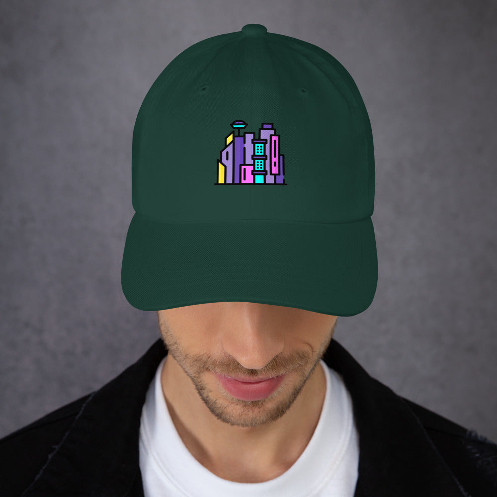 Cyber City - Neon City Dreams - Cap - Baseball Cap - Irish Green - Front