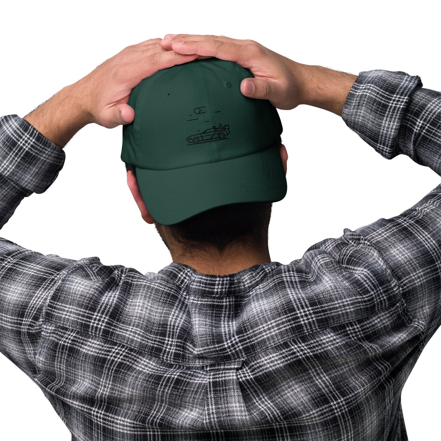 Deelorean 88mph - Time-Traveling Car Design - Cap - Baseball Cap - Spruce - Front