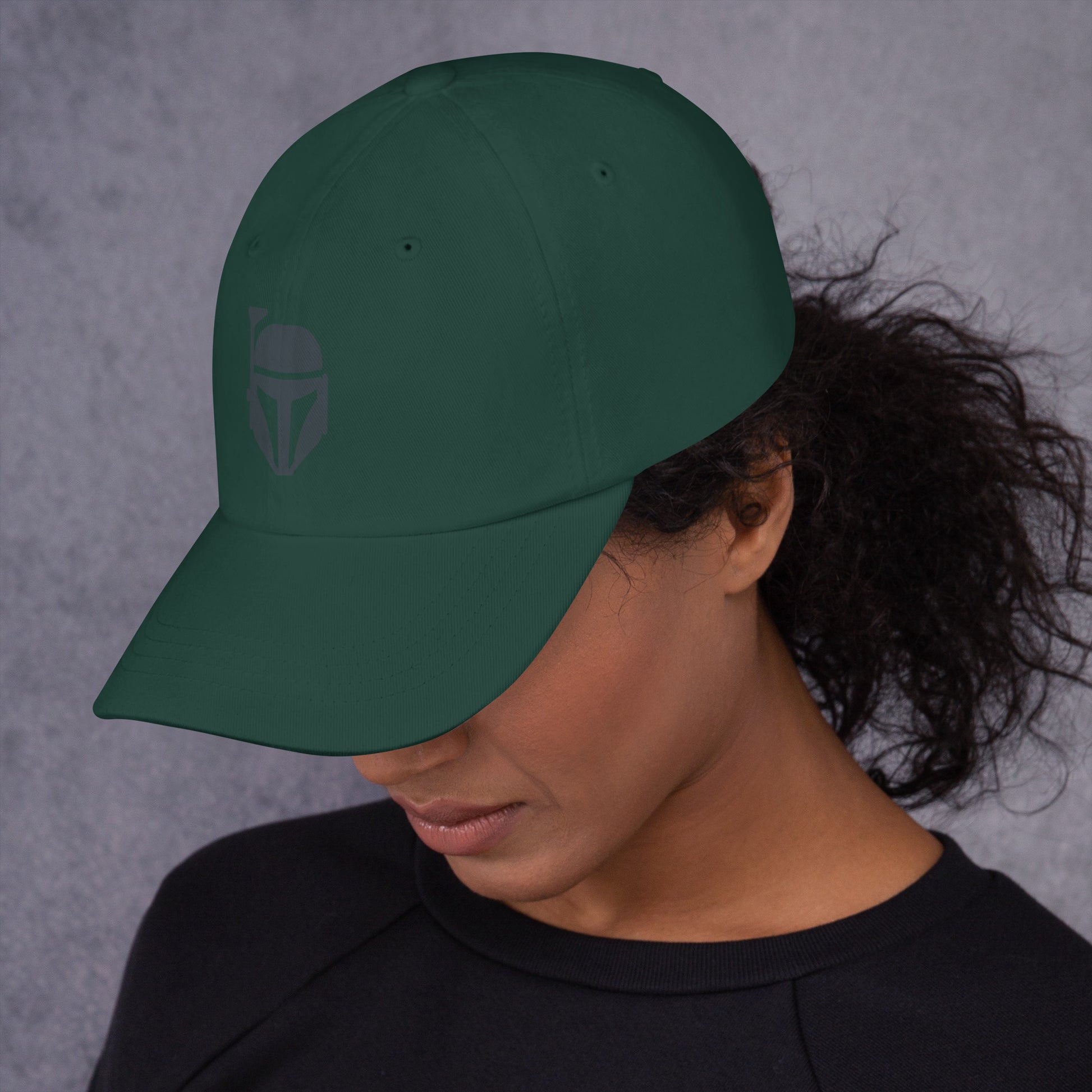 Bounty Hunter - Minimalist Mandalorian Icon - Cap - Baseball Cap - Spruce - Left side