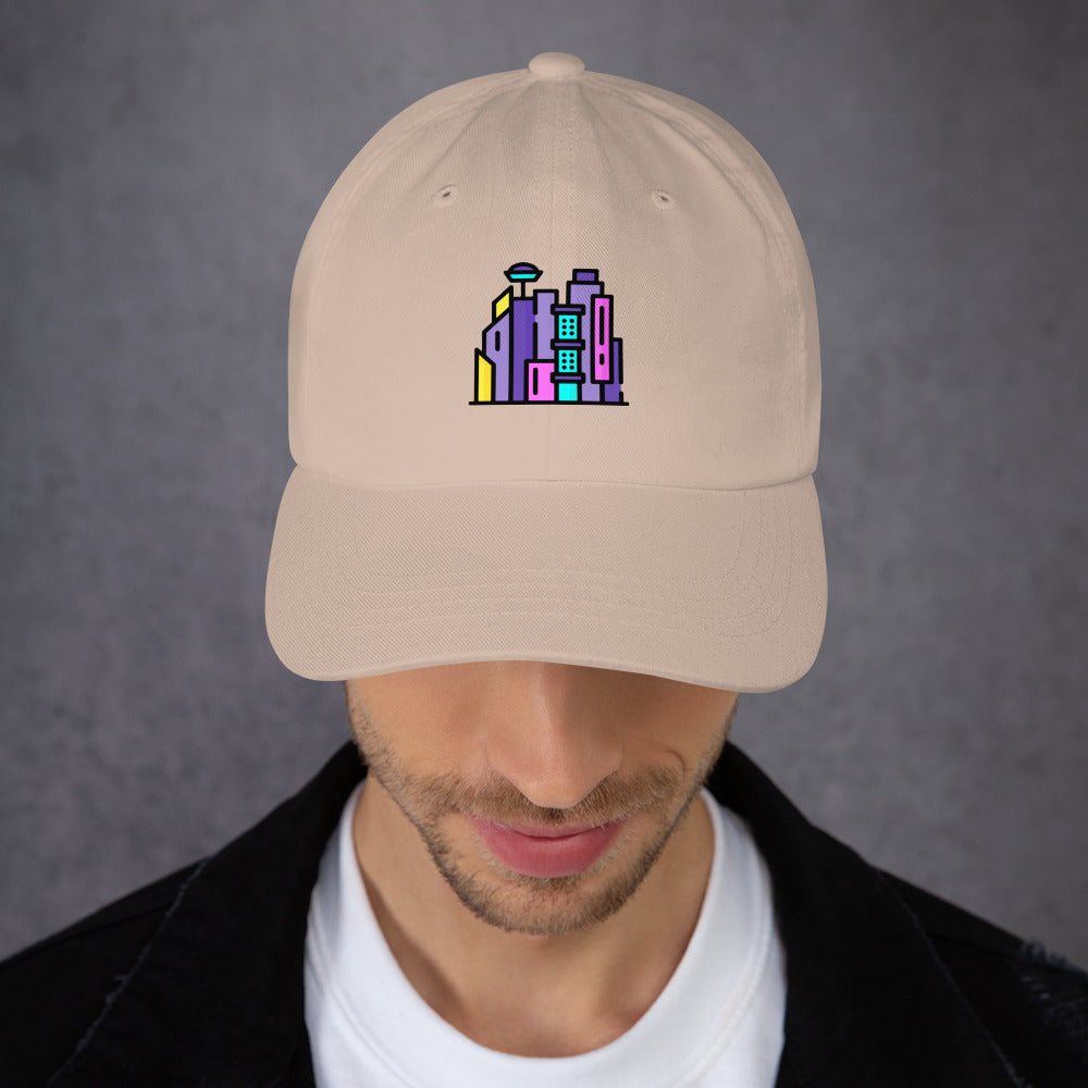 Cyber City - Neon City Dreams - Cap - Baseball Cap - Sand - Front