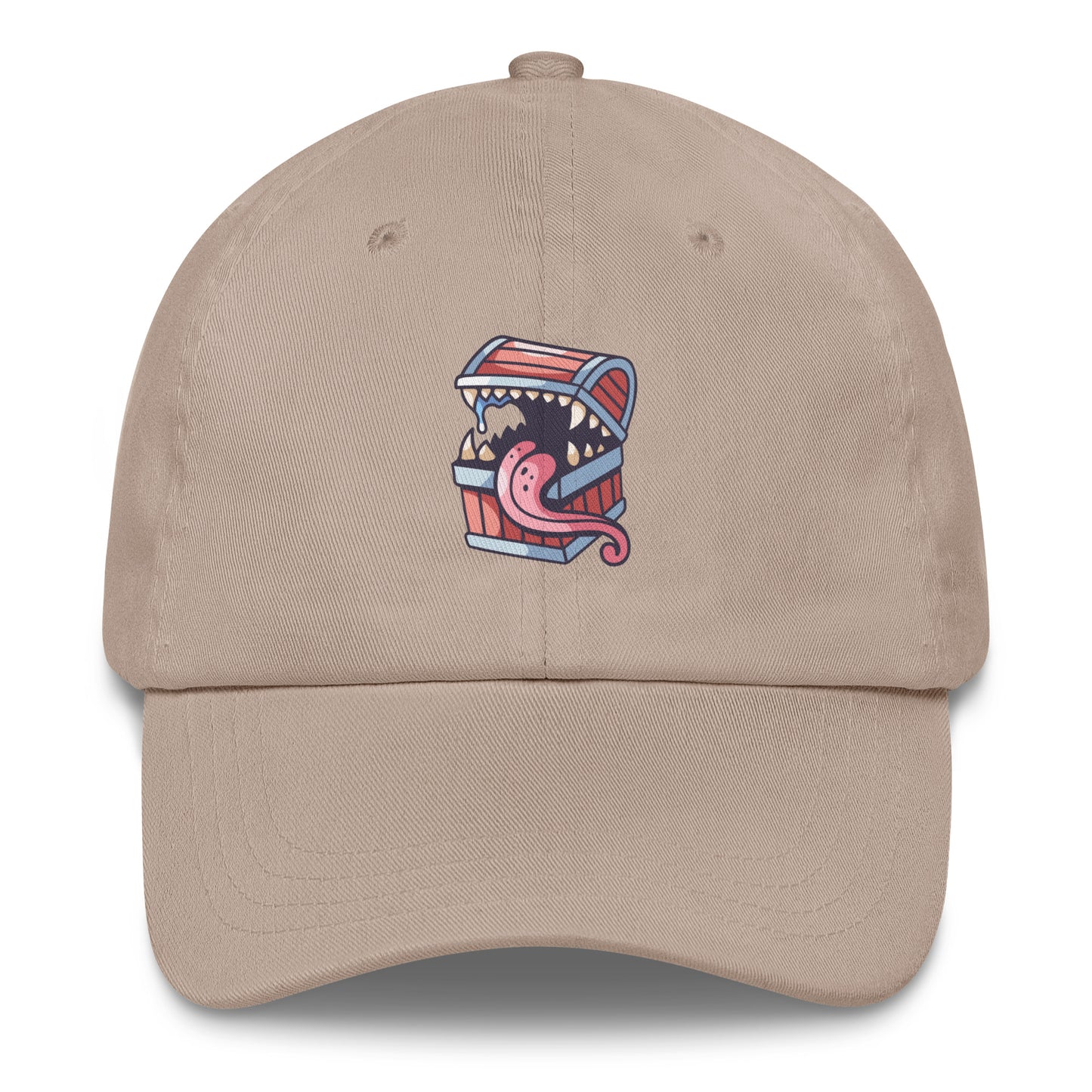 Treasure chest - Monster Chest Design - Cap - Baseball Cap - Stone - Front