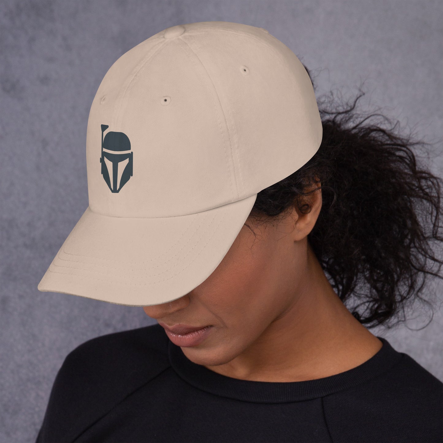 Bounty Hunter - Minimalist Mandalorian Icon - Cap - Baseball Cap - Stone - Left side