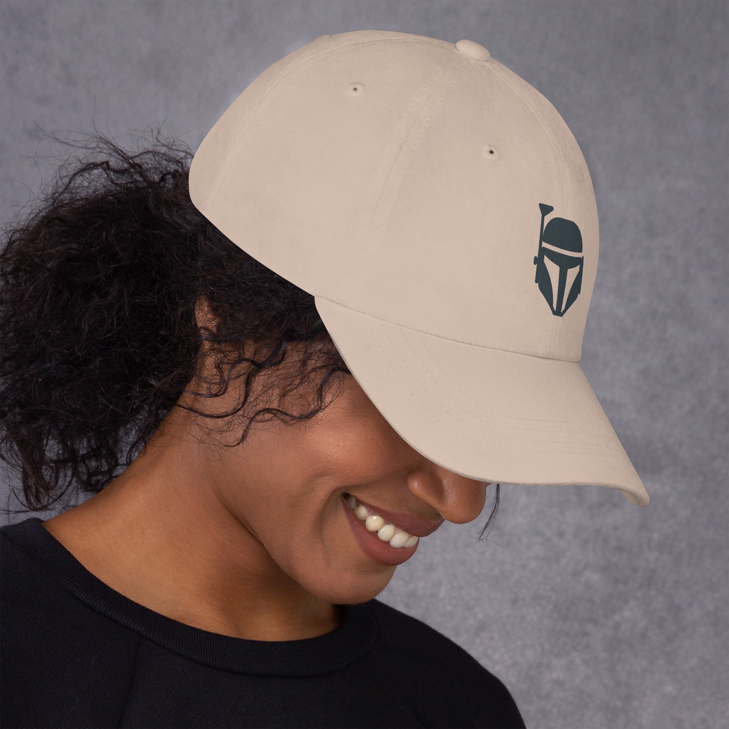 Bounty Hunter - Minimalist Mandalorian Icon - Cap - Baseball Cap - Stone - Right side