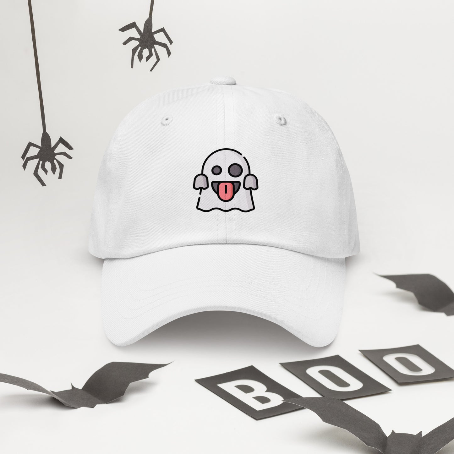 Spooky - Cheeky Ghost Vibes - Cap - Baseball Cap - White - Front 2