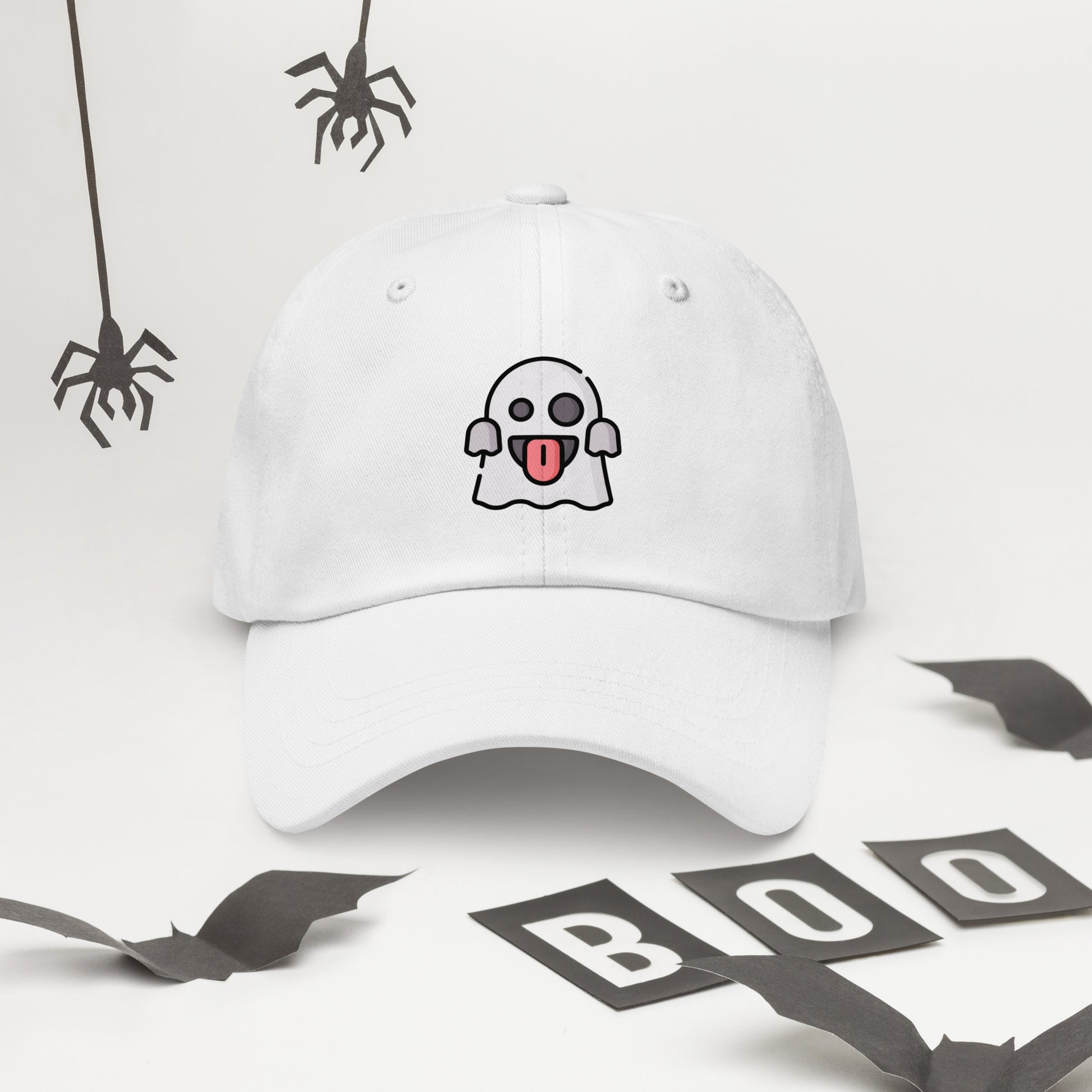 Spooky - Cheeky Ghost Vibes - Cap - Baseball Cap - White - Front 2