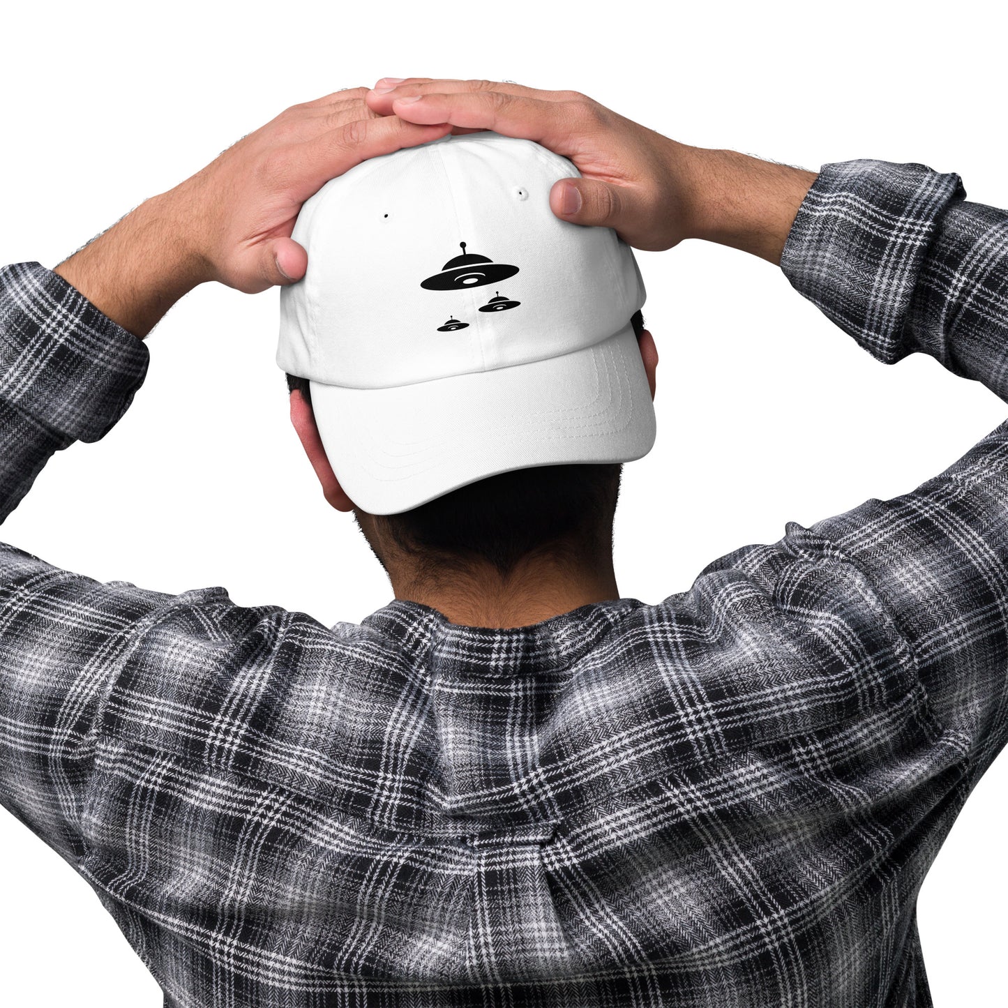 Flying Saucer - Retro UFO Formation - Cap - Baseball Cap - White - Front