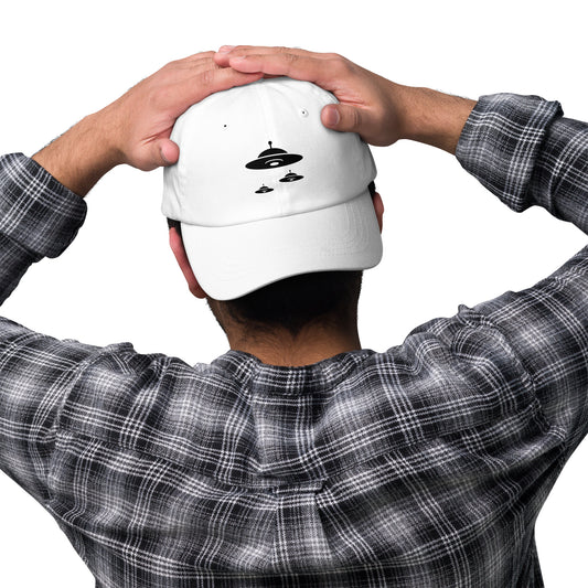 Flying Saucer - Retro UFO Formation - Cap - Baseball Cap - White - Front