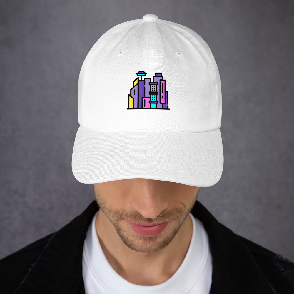 Cyber City - Neon City Dreams - Cap - Baseball Cap - White - Front