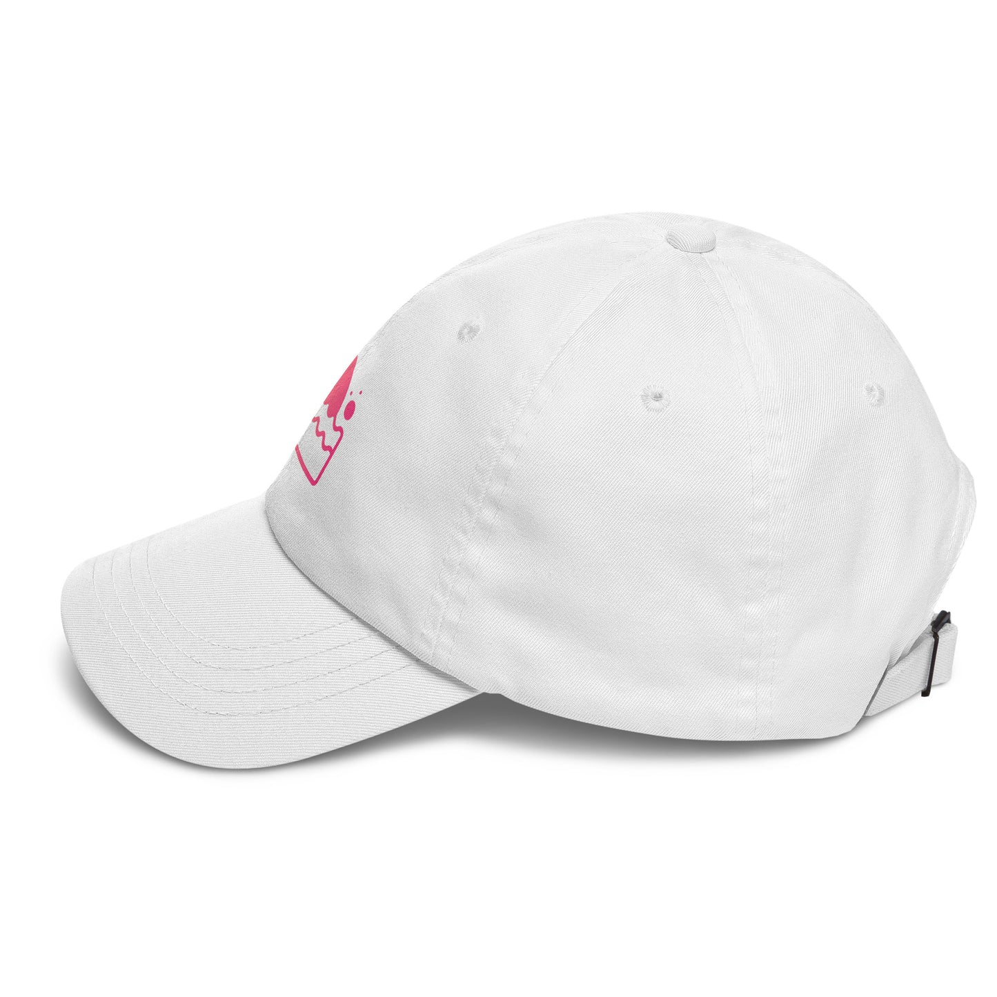 Shark Fin - Pink Hue Minimalist - Cap - Baseball Cap - White - Left side