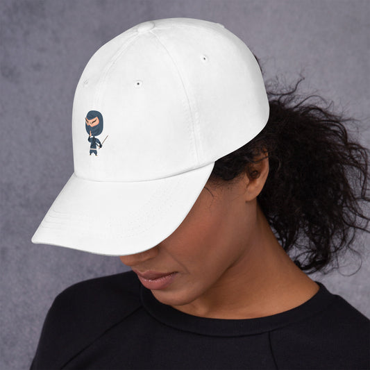Ninja - Playful Cartoon Ninja - Cap - Baseball Cap - White - Left side