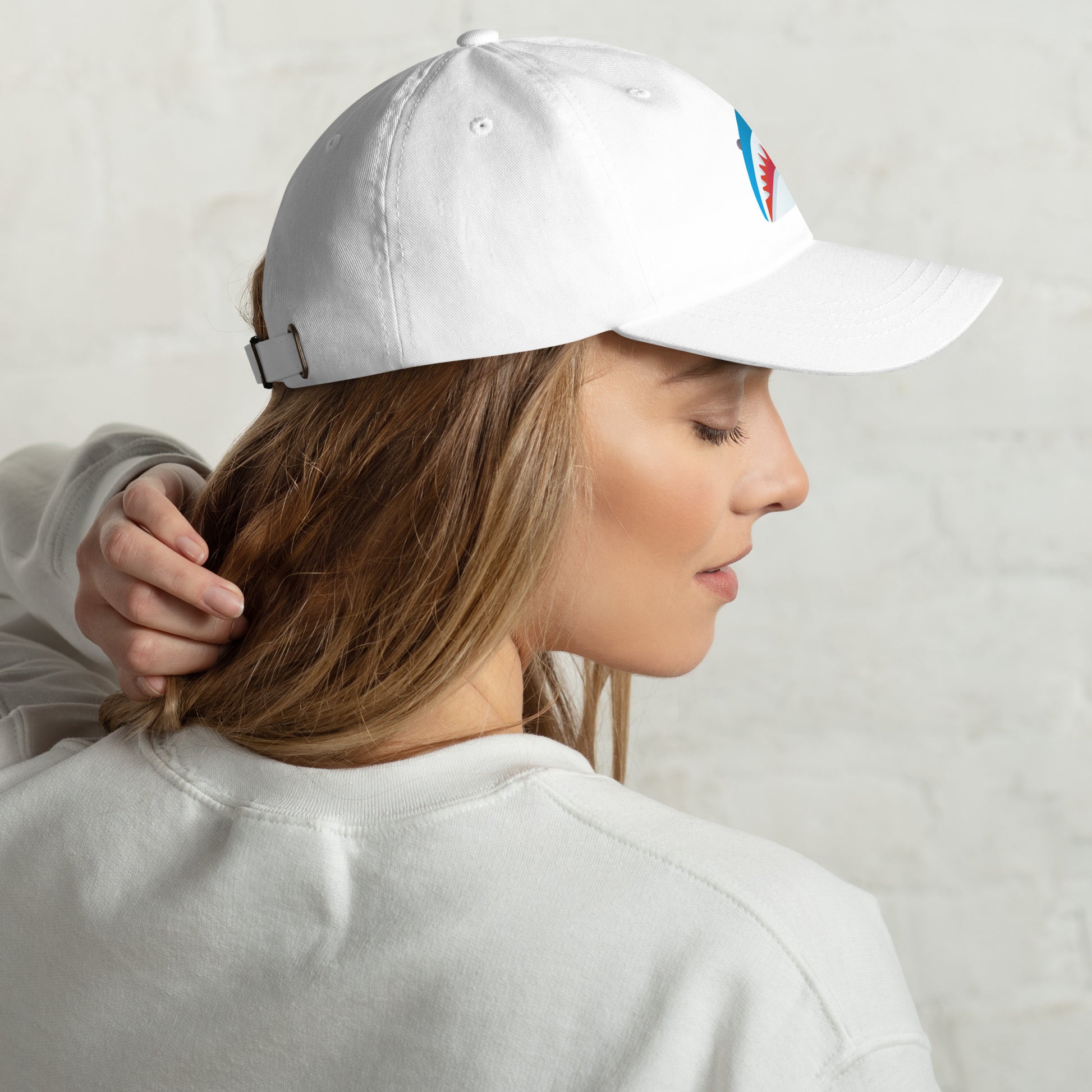 Mr Shark - Cartoon Jaws Pop-Up - Cap - Baseball Cap - White - Right side