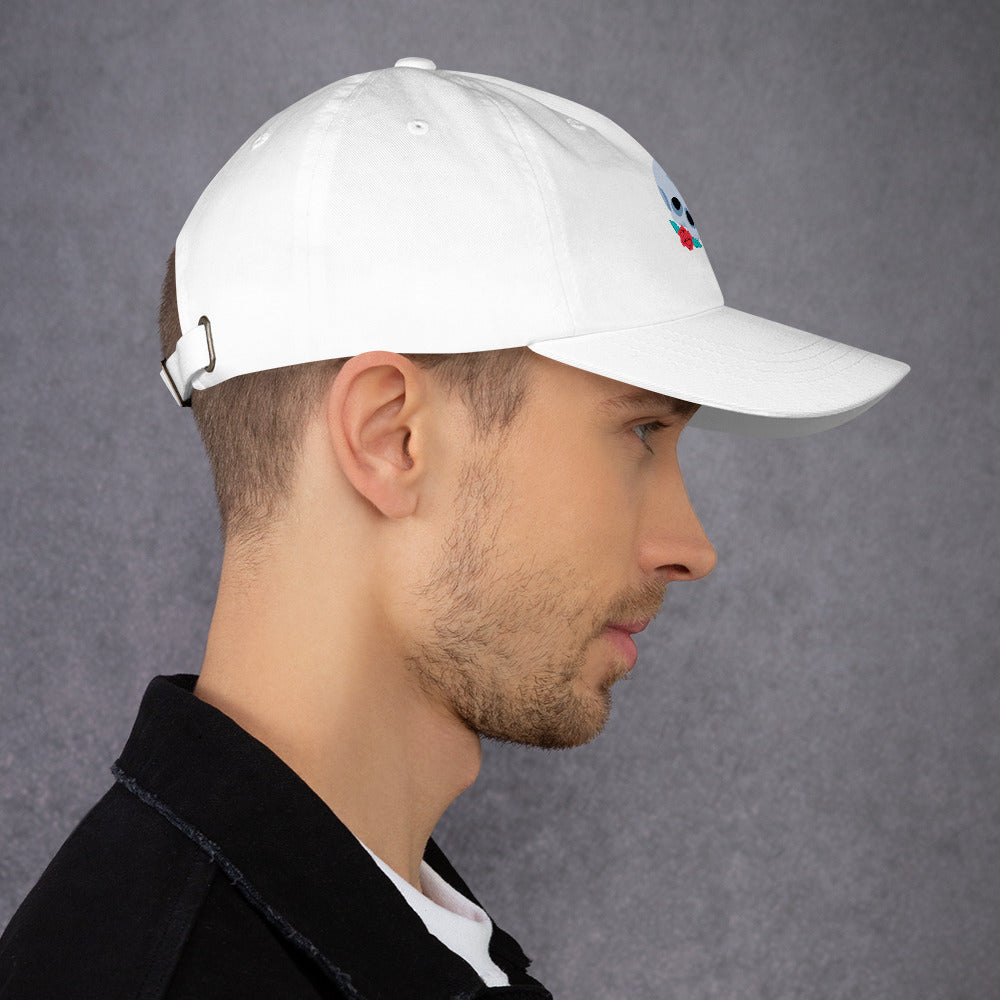 Skull & Flora - Modern Gothic Vibe - Cap - Baseball Cap - White - Right side