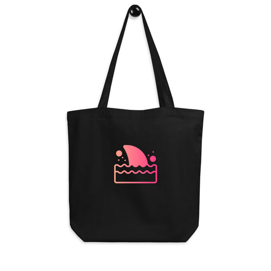 Shark Fin - Pink Hue Minimalist - Eco Tote Bag - Everyday Bag/Shopping Bag - Black - Front