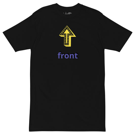 Up Front - Bold Humour - Short-Sleeve - Premium Heavyweight - Unisex T-Shirt - Graphic Tee - Black - Front