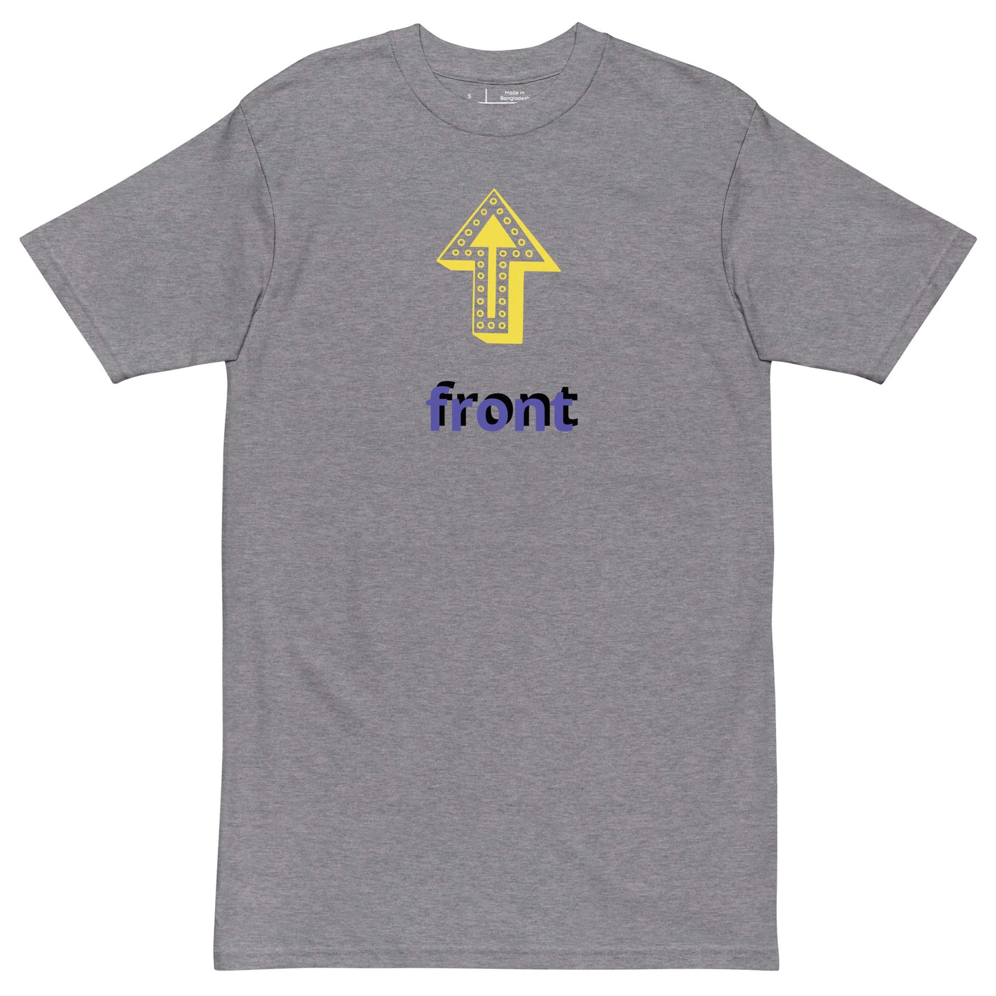 Up Front - Bold Humour - Short-Sleeve - Premium Heavyweight - Unisex T-Shirt - Graphic Tee - Carbon Grey - Front