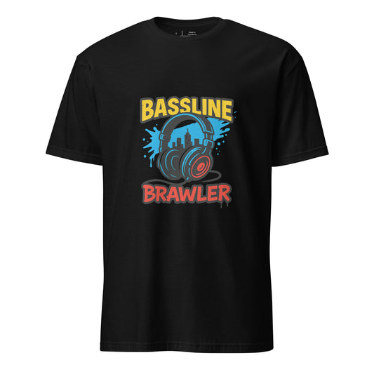Bassline Brawler - Battle-Ready Beats - Short-Sleeve Unisex T-Shirt - Graphic Tee - Black - Front