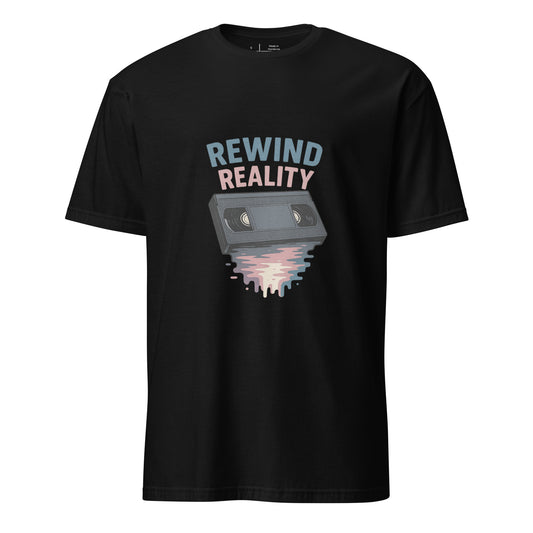 Rewind Reality - Retro Escape - Short-Sleeve T-Shirt - Graphic Tee - Black - Front