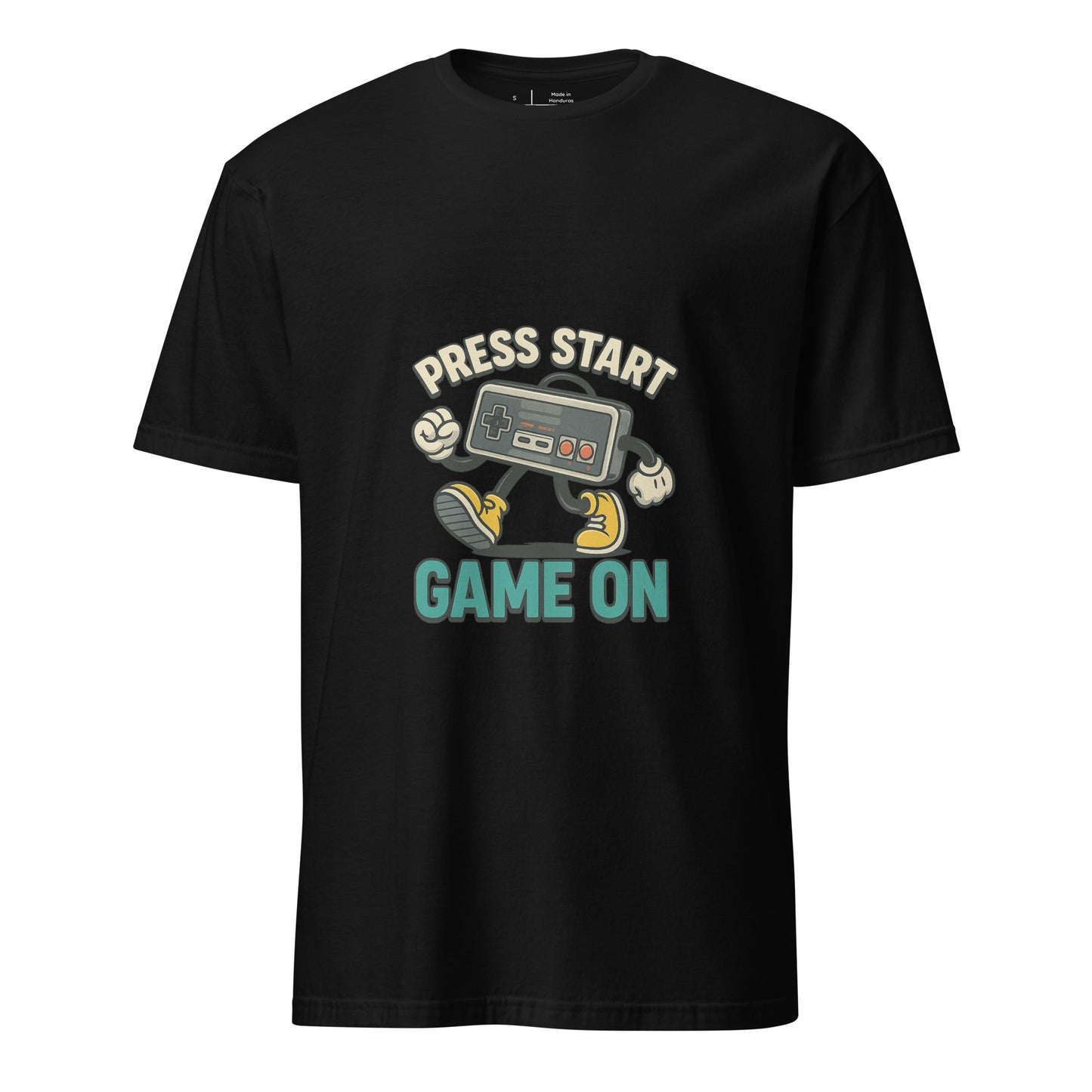 Press Start - Retro Gamer - Short-Sleeve T-Shirt - Graphic Tee - Black - Front