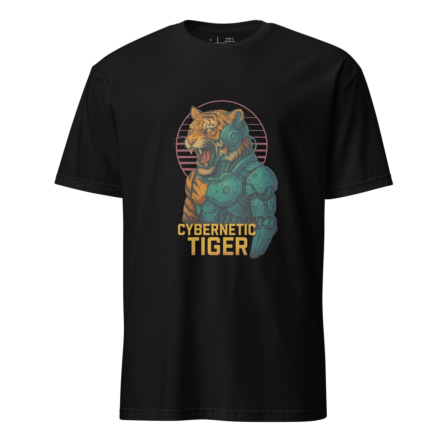 Cybernetic Tiger - Futuristic Ferocity - Short-Sleeve Unisex T-Shirt - Graphic Tee - Black - Front