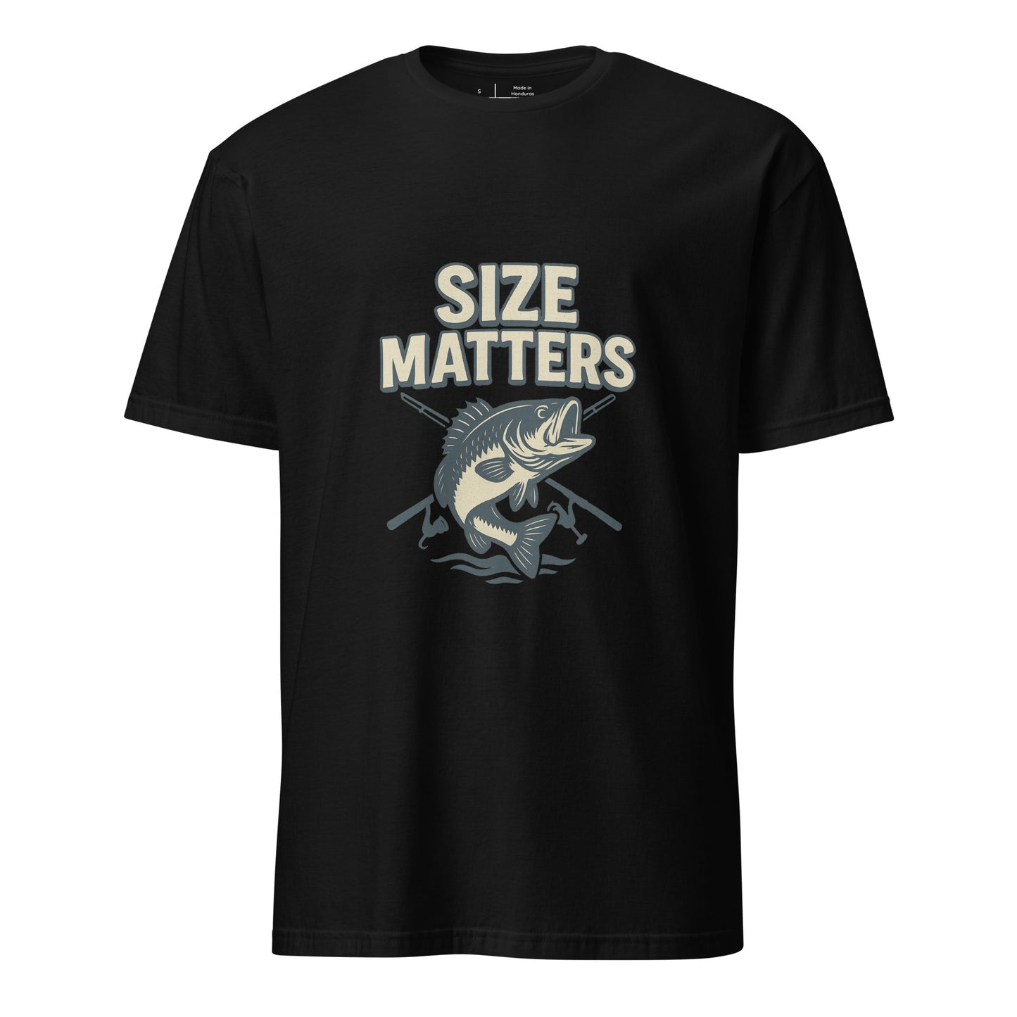 Size Matters - Fishing Reel Talk - Short-Sleeve Unisex T-Shirt - Graphic Tee - Black - Front