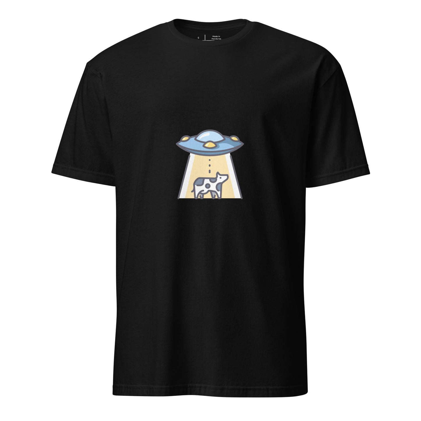 Not Again - UFO Cow Abduction - Short-Sleeve Unisex T-Shirt - Graphic Tee - Black - Front