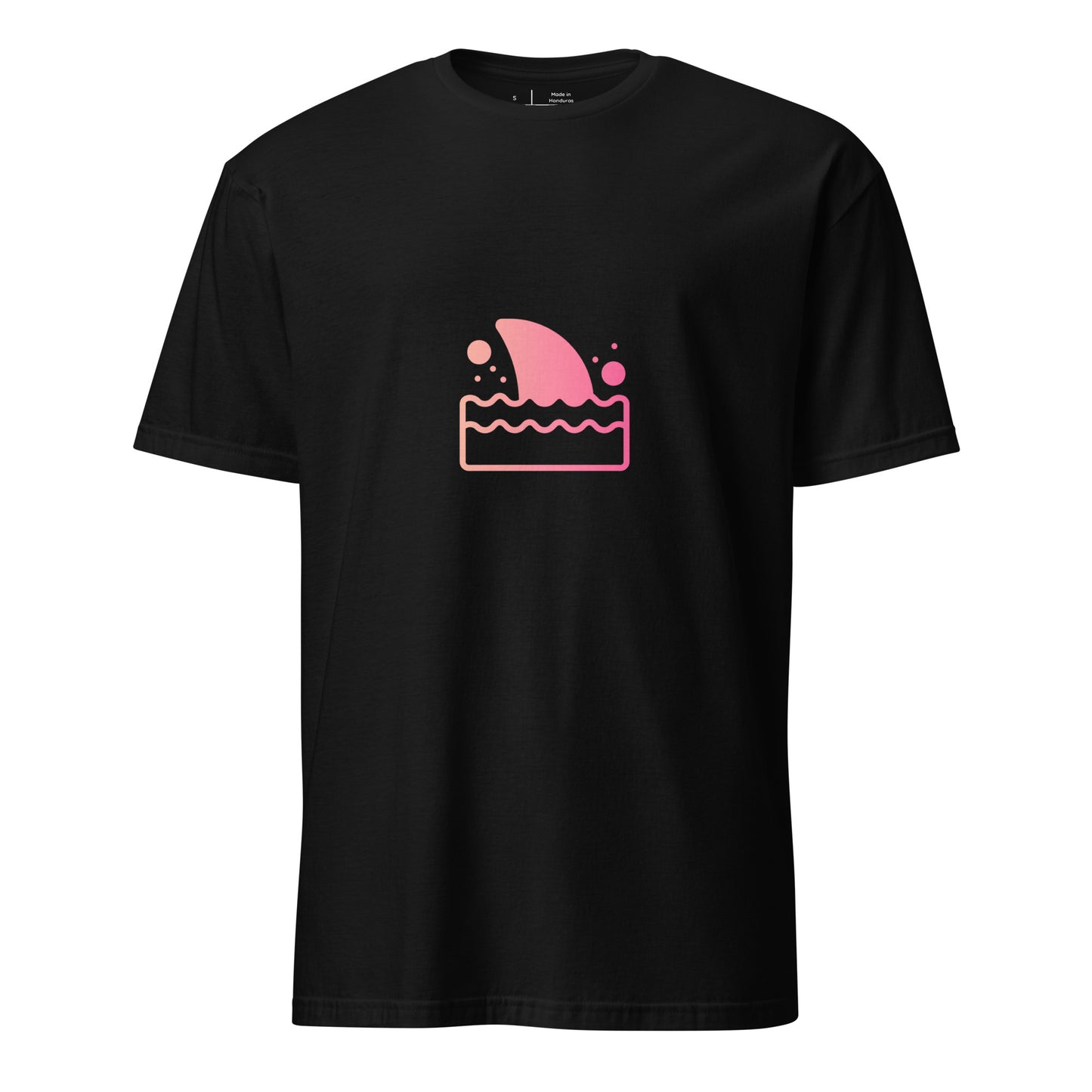 Shark Fin - Pink Hue Minimalist - Short-Sleeve Unisex T-Shirt - Graphic Tee - Black - Front