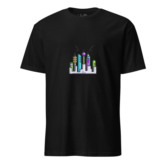 Cyber City 2 - Signal From The Skyline - Short-Sleeve Unisex T-Shirt - Graphic Tee - Black - Front