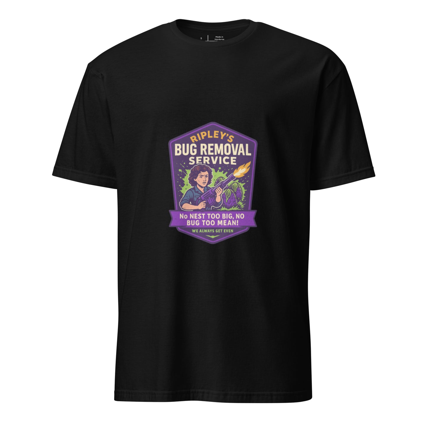 Ripley’s Bug Removal Service – Xenomorph Exterminator - Short-Sleeve Unisex T-Shirt - Graphic Tee - Black - Front