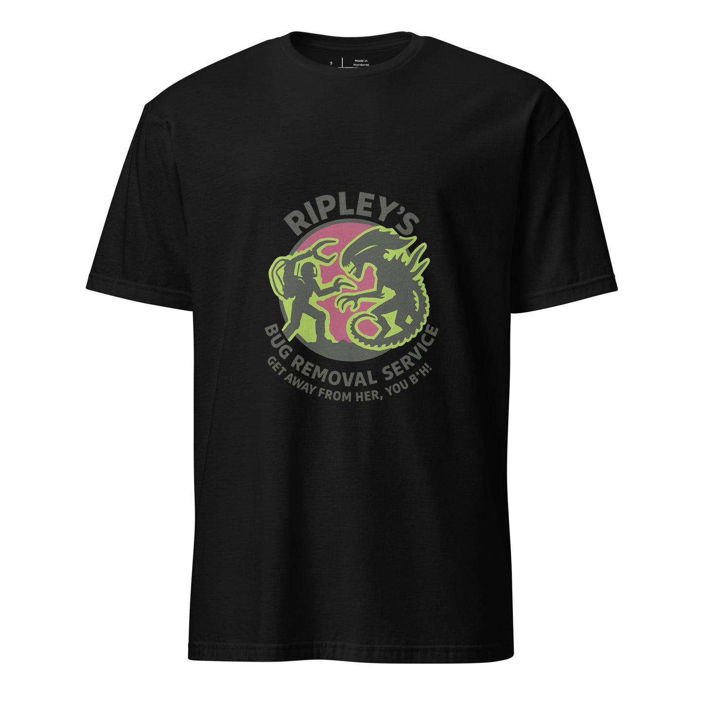 Ripley’s Bug Removal Service – Sci-Fi Parody - Short-Sleeve Unisex T-Shirt - Graphic Tee - Black - Front