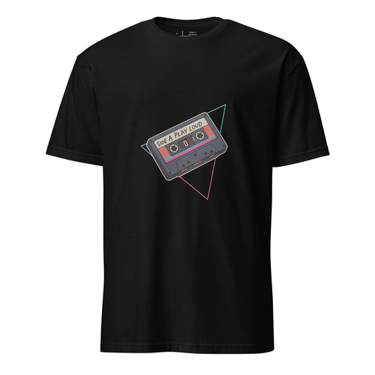 Side A. Play Loud - Retro Music Lover - Short-Sleeve Unisex T-Shirt - Graphic Tee - Black - Front