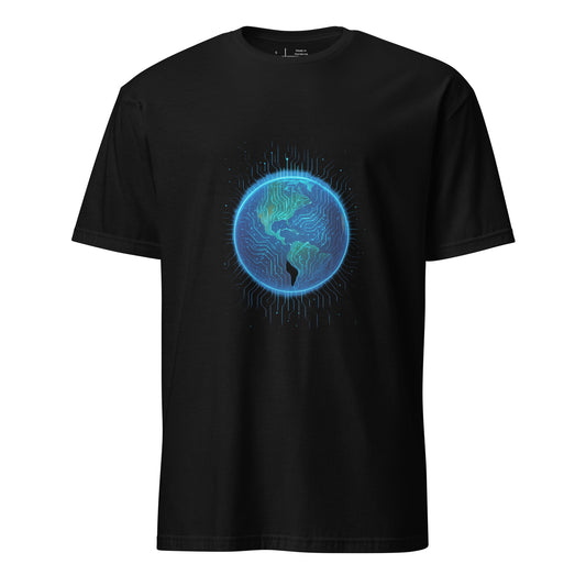 Cosmic Circuitry - Futuristic Cyberpunk - Short-Sleeve Unisex T-Shirt - Graphic Tee - Black - Front