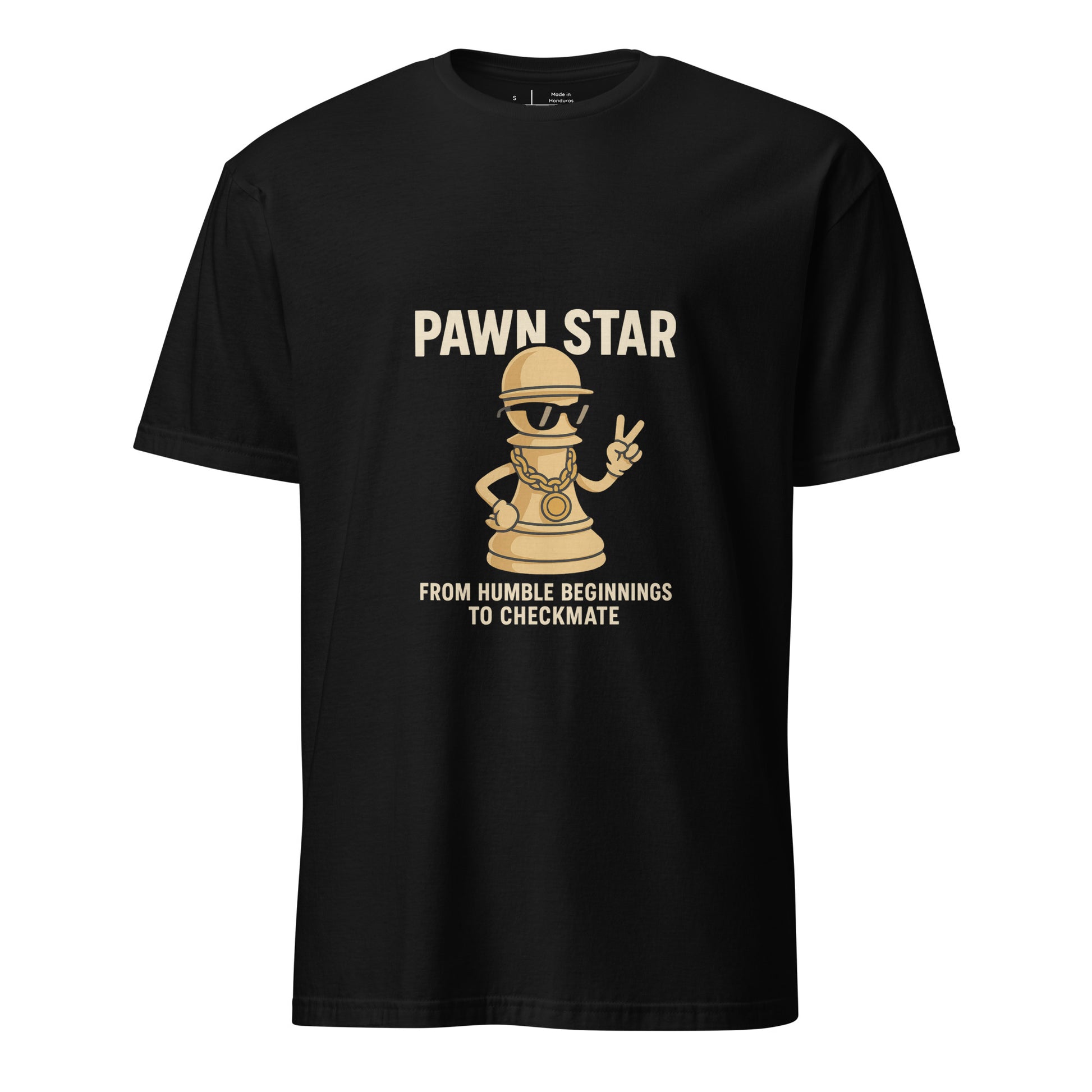 Pawn Star – Funny Chess Humour - Short-Sleeve Unisex T-Shirt - Graphic Tee - Black - Front
