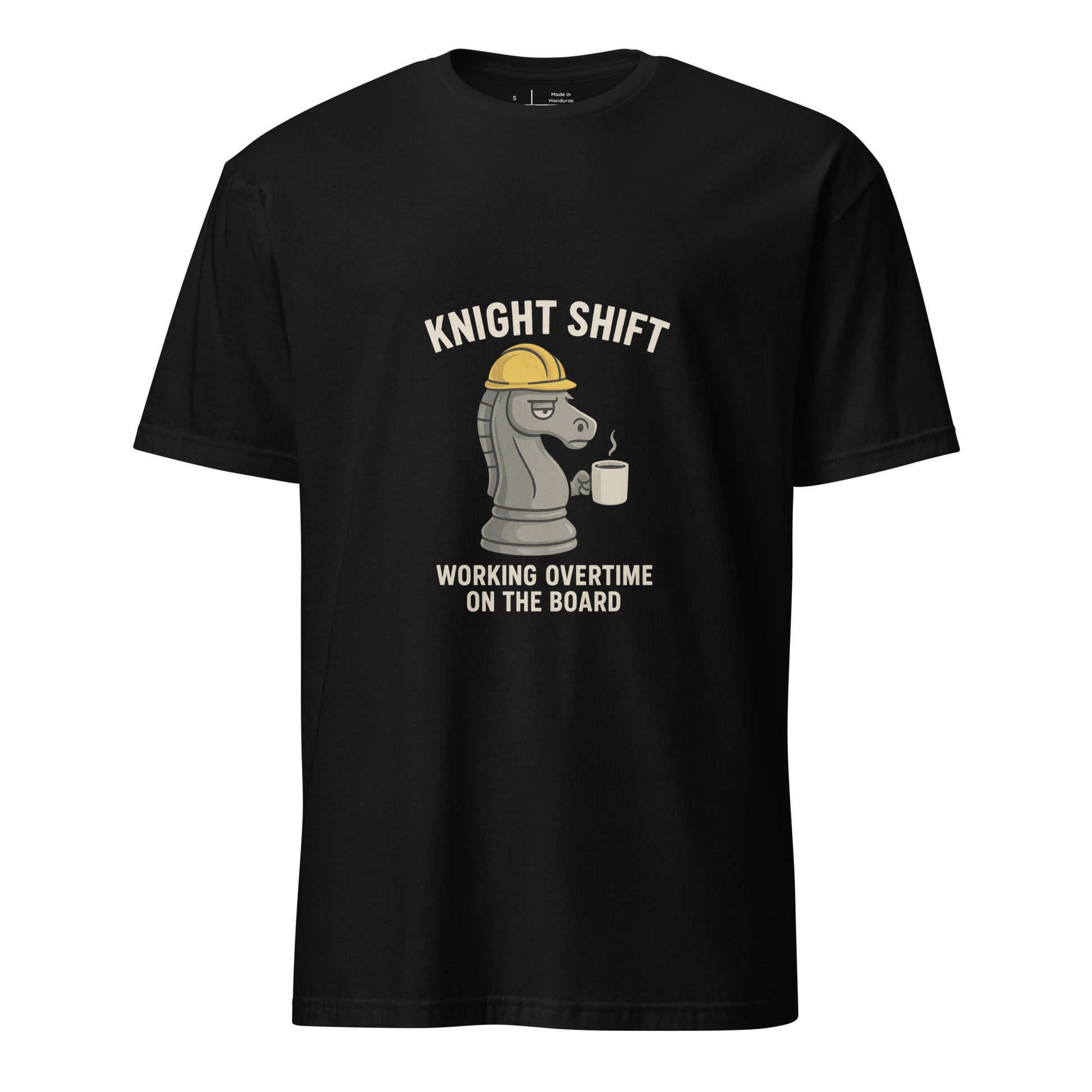 Knight Shift – Bold Chess Humour - Short-Sleeve Unisex T-Shirt - Graphic Tee - Black - Front