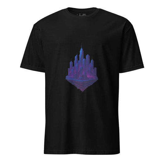 Quantum City – Neon Dreams Beyond Time - Short-Sleeve Unisex T-Shirt - Graphic Tee - Black - Front