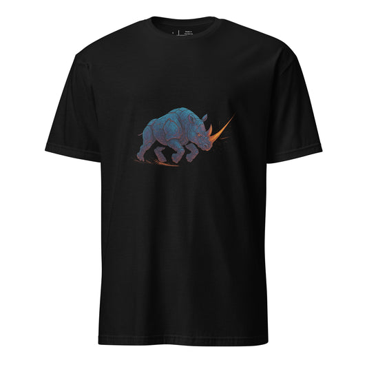 Cyber Rhino – Armored Power - Short-Sleeve Unisex T-Shirt - Graphic Tee - Black - Front