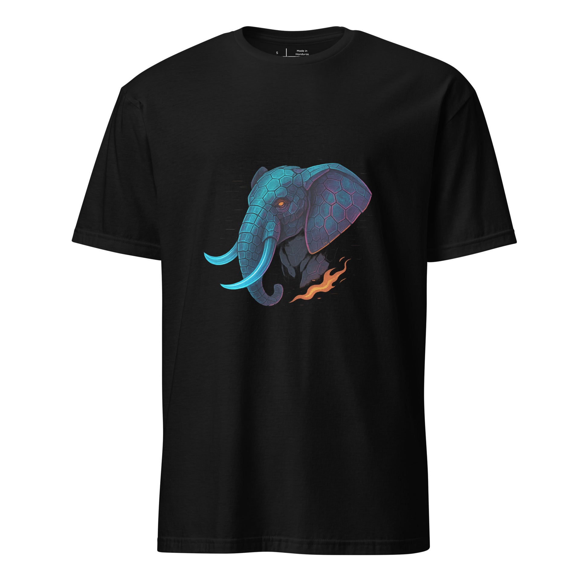Cyber Elephant – Futuristic Tech Jungle - Short-Sleeve Unisex T-Shirt - Graphic Tee - Black - Front